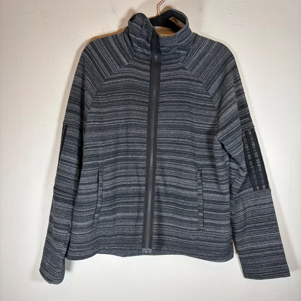 Adidas ID Stadium Full Zip Jacket Womens XL Grey‎ Space Dye CF0320 Athleisure